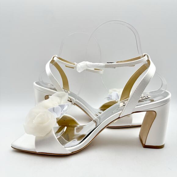 Badgley Mischka Womens Carli Heeled Sandals US 8 White Tulle Bow EUC - Picture 8 of 14